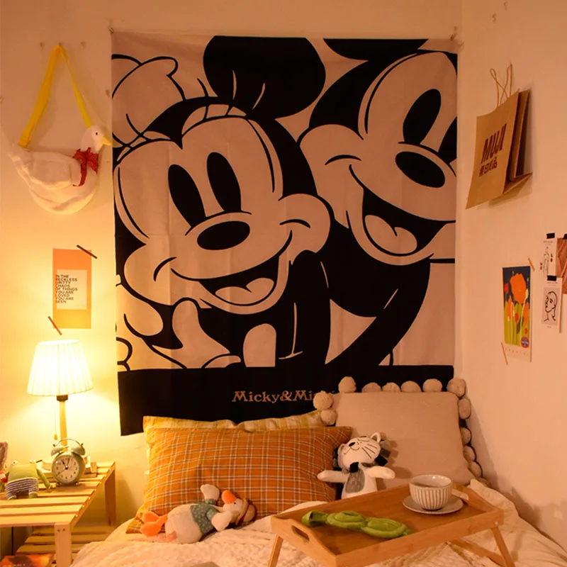 Disney Mickey Minnie Mouse Wall hanging Tapestry for Children Bedroom Decoration sOFT Plush Mandala Tapestry Carpet Home Decor