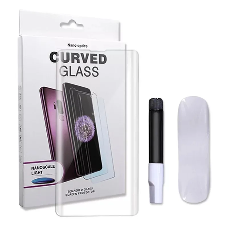 500 шт 3D изогнутое закаленное стекло УФ нано защита для жидкокристаллического экрана для samsung S10 E S9 S8 Plus Note 10 10+ 9 8 с упаковкой