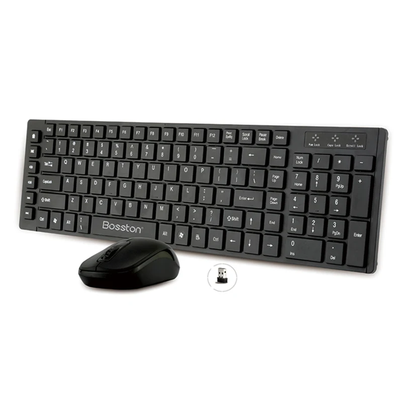 Набор беспроводной клавиатуры и мыши Bosston 2,4 GHz с USB 2,0 Nano приемником, ультра тонкие английские клавиатуры для ПК и ноутбука