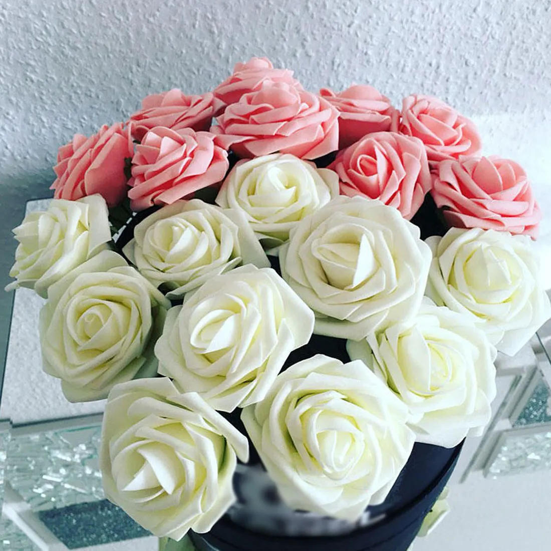 

10Pcs/lot 8cm PE Artificial Foam Rose Flowers for Wedding Decorations Fake Rose Flower Bouquet Home Party Decor