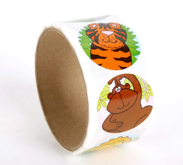 100pcs/Roll Jungle Animals Sealing Sticker DIY Gifts Posted Baking Decoration Package Adhesive Seal Label kids Favors