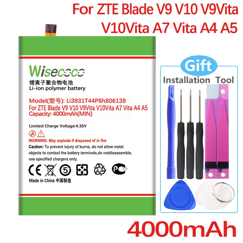 Wisecoco batería para ZTE Blade V9 V10 V9Vita V10Vita A7 Vita A4 A5 2020 Li3931T44P8h806139 teléfono móvil en Stock