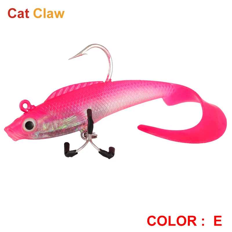 Cat Claw Coiled Tail Fishing�Lure�Treble hooks soft�Bait 14g 80mm Professional Fishing�Lure Middle lower water  Layer Use