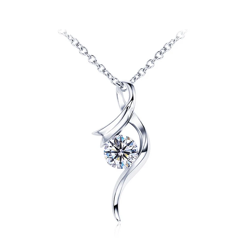 

Tianyu Gems Women Silver 925 Necklaces 1ct 6.5mm Solitaire Diamond 5mm Round H&A Cut Moissanite DEF White Stone Pendant Necklace