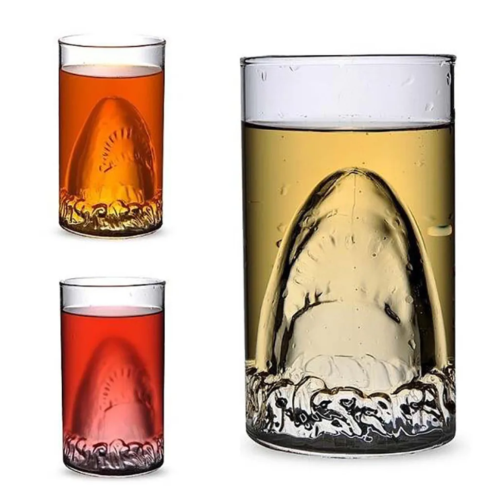 Spirits Shark Beer Glass Red Wine Tea Glasses Double Glass Water Bar Cup Christmas Mugs Adult Kids Gifts Coffee Cups 350ML