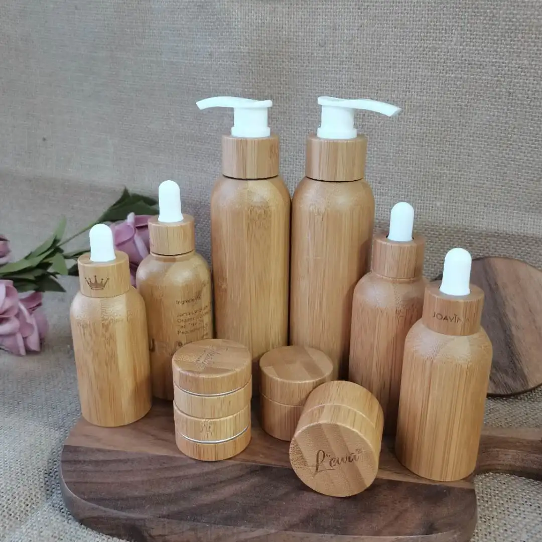 Biodegradable Shampoo Bottle Bamboo Screw Cap/spray/pump Lotion Hotel Bamboo Atomization Bottles