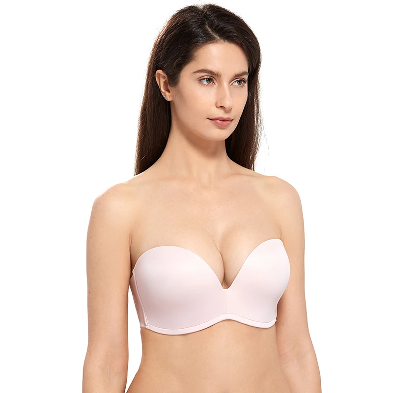 

Women's Slightly Lined Lift Support Invisible Seamless Plunge Strapless Bra Plus Size