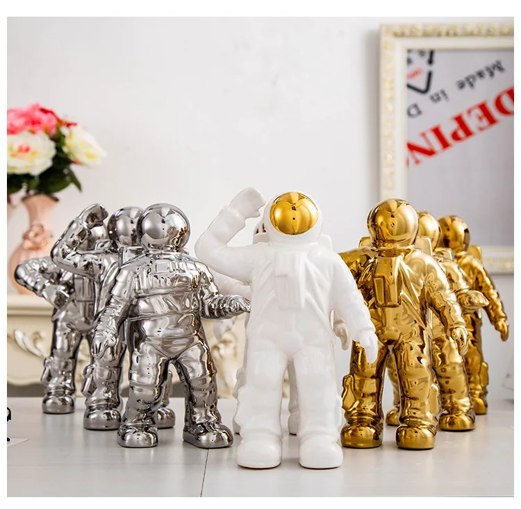 Modern Ceramics Astronaut Decoration Crafts Sculpture Home Living room Bedroom Desktop Adornment Nordic Simple Ornament Gift