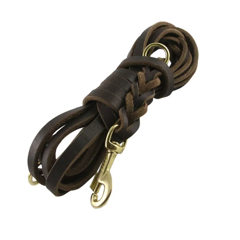 Long Dog Leash Braided Real Leather Large Dog Lead Recall Training Tracking Obedience big Dog
