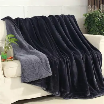 

J Solid Deep Grey Winter Thick warm Throws Plaids Double-sided Blanket Sherpa Berber Fleece Fabric Bedding Bedspread