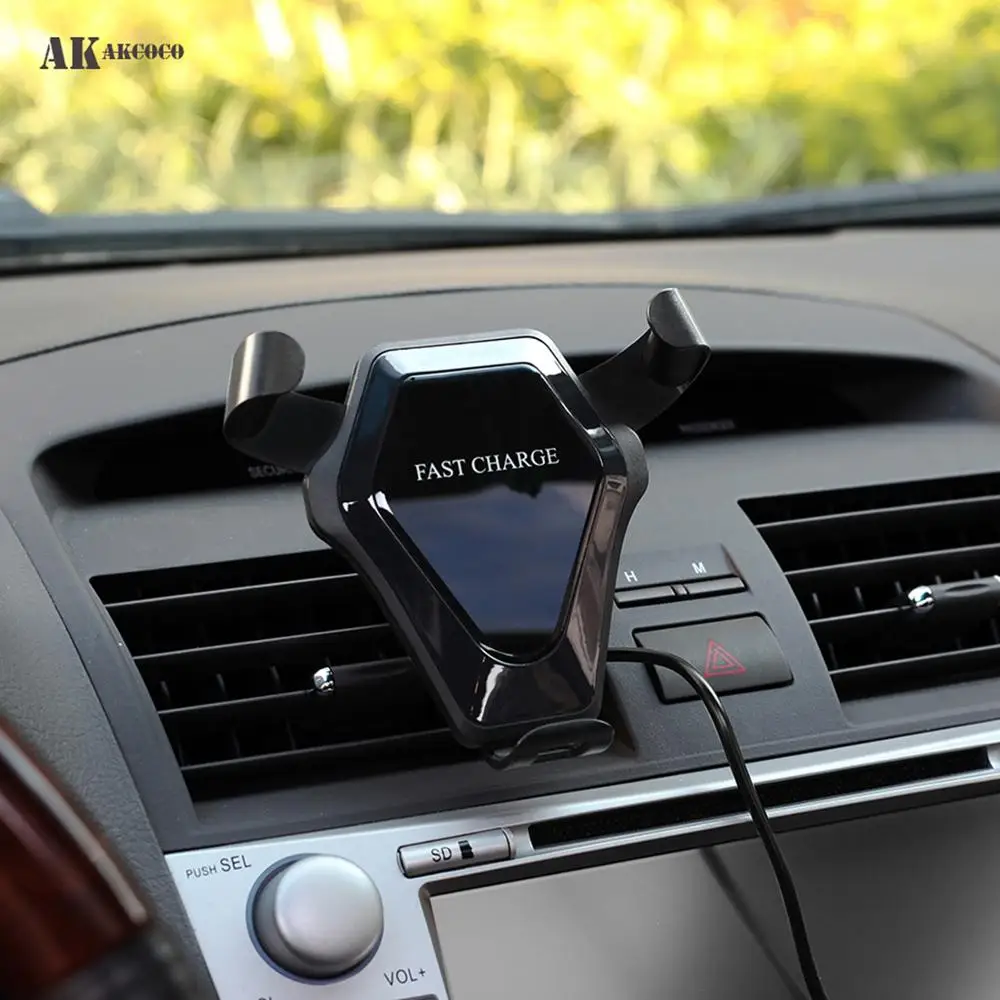 

10W QI Wireless Charger Car Air Outlet Suction Cup Desk Stand for iphone Samsung Universal Mobile Phone Smart Charging Gravity