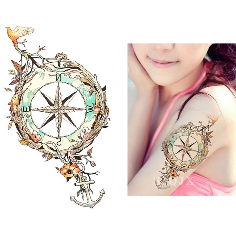 1 piece Temporary waterproof tattoo sticker flower owl bird skull Coloured Arm fake tattoo Small body art tattoo sticker - Цвет: U