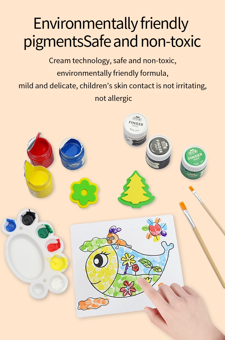 Barbie Bear Creative Finger Pigment 35ML Painting Set 6 Colors Pigment DIY Graffiti Paint Safe Non-toxic Mild Delicate Supplies