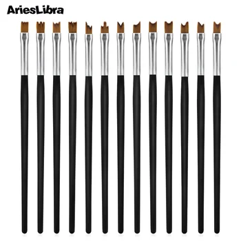 

AriesLibra 13pcs Smile Half Moon Shaped Acrylic French Nail Art Brush Set 3D DIY Flower Gradient Painting Drawing Liner Pen Set