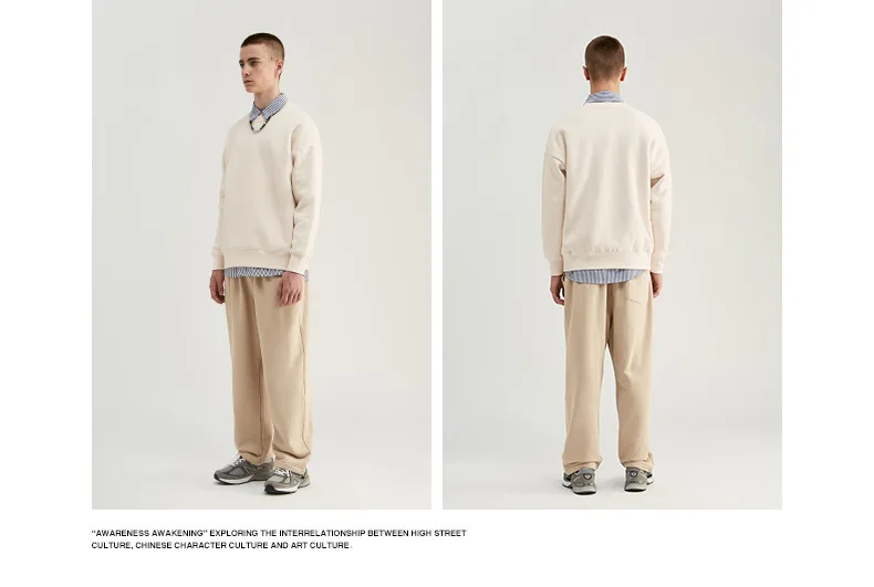 Fionto, Мужская одежда, толстая, 350 г, с мехом, карамельный цвет, чистый цвет, свободные плечи, круглый вырез, защита для мужчин, толстовка