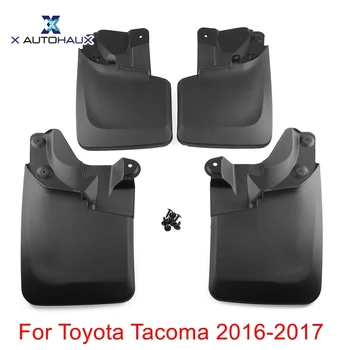 

X AUTOHAUX 4pcs Black Plastic Front Rear Mud Flaps Splash Guards Mudguards Splash Guards Set for Toyota Tacoma 2016-2017