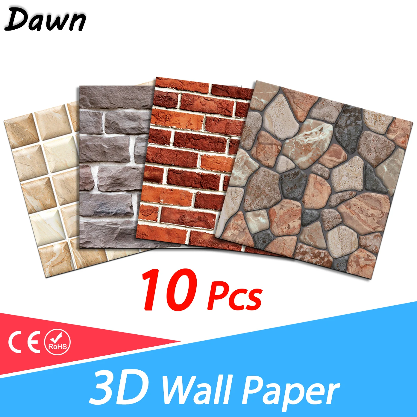 3D Wallpaper DIY Brick stone pattern Self-Adhesive Waterproof 3D Wall Stickers Kitchen bathroom living room Wall Tile Stickers