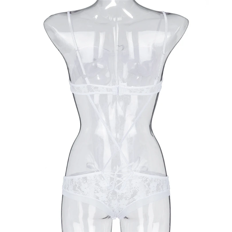 Hollow Out Sexy Erotic Lingerie Lace Bodysuit Plunging Eyelash and Snaps Crotch Soutien Gorge Sexy Erotique 30OCT1502_副本1