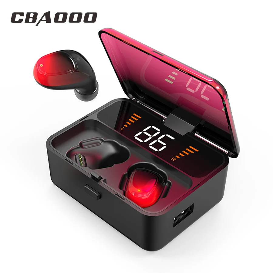 Offerte CBAOOO ES01 TWS Auricolare Bluetooth V5.0 Touch Auricolari Senza Fili 9D Stereo di Sport Impermeabile Auricolare vivavoce display A LED Di Potenza