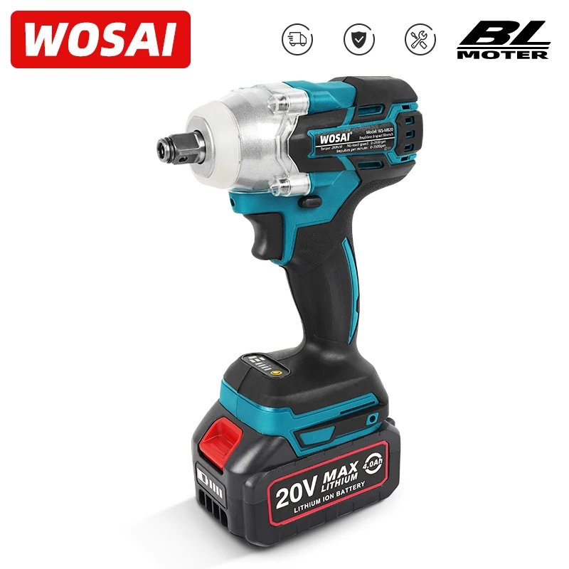 WOSAI 20V беспроводной электрический ударный гайковерт бесщеточный гаечный ключ