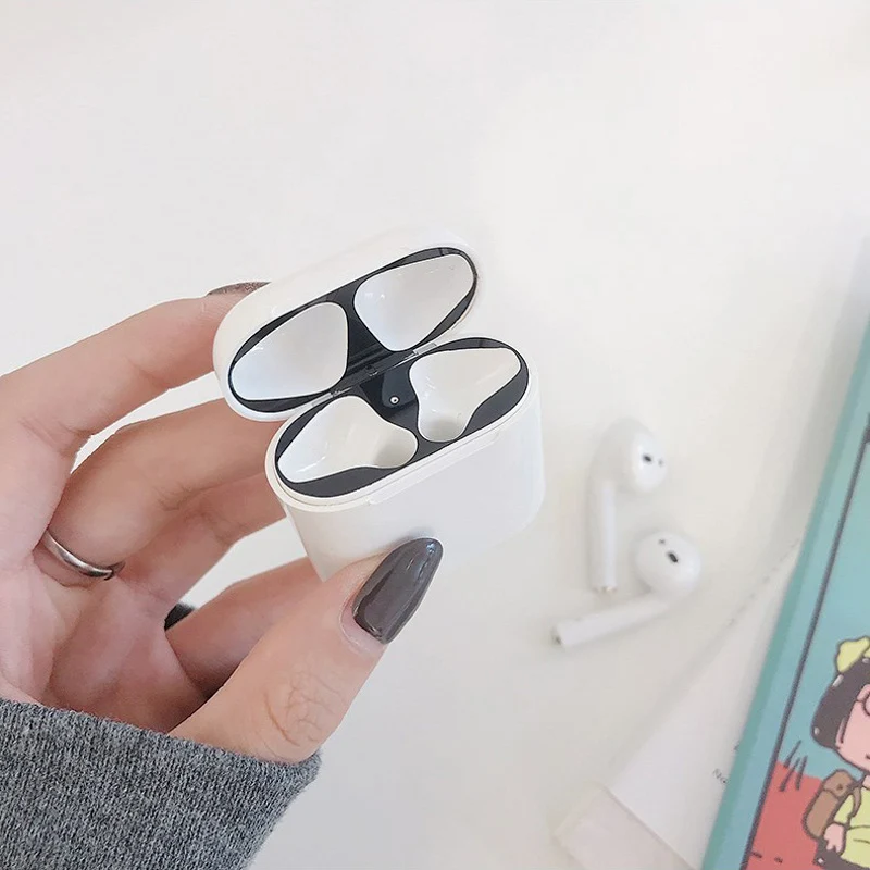 Металлическая пыль защитная наклейка для Apple AirPods 1 чехол Пыленепроницаемая защитная наклейка защита кожи для Air Pods 1 Аксессуары