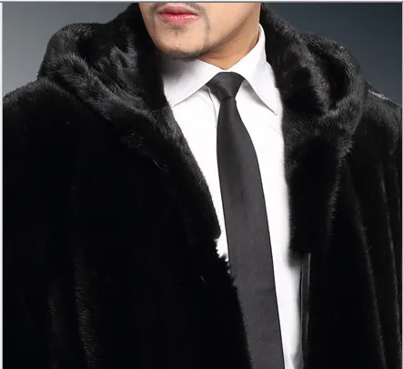 6XL с капюшоном пушистое деловое Формальное мужское Норковое Пальто офисное длинное роскошное пальто размера плюс 4XL пальто из искусственного меха Верхняя одежда V544