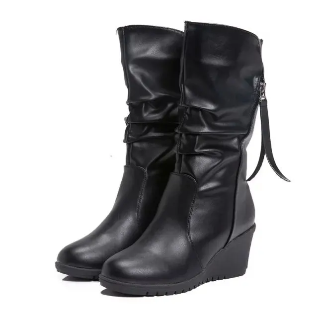 

2019 Autumn And Winter New Style Slanted Heel Elevator Women's Boots Tube round-Toe Martin Boots Women's Singles Boots Wholesale