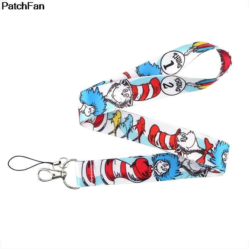 20 шт./лот A2459 Patchfan новейший Dr. Seuss ремешок для ключей телефонов USB флеш-накопители брелки для ключей ID Имя бирка держатель Бейджа тесьма
