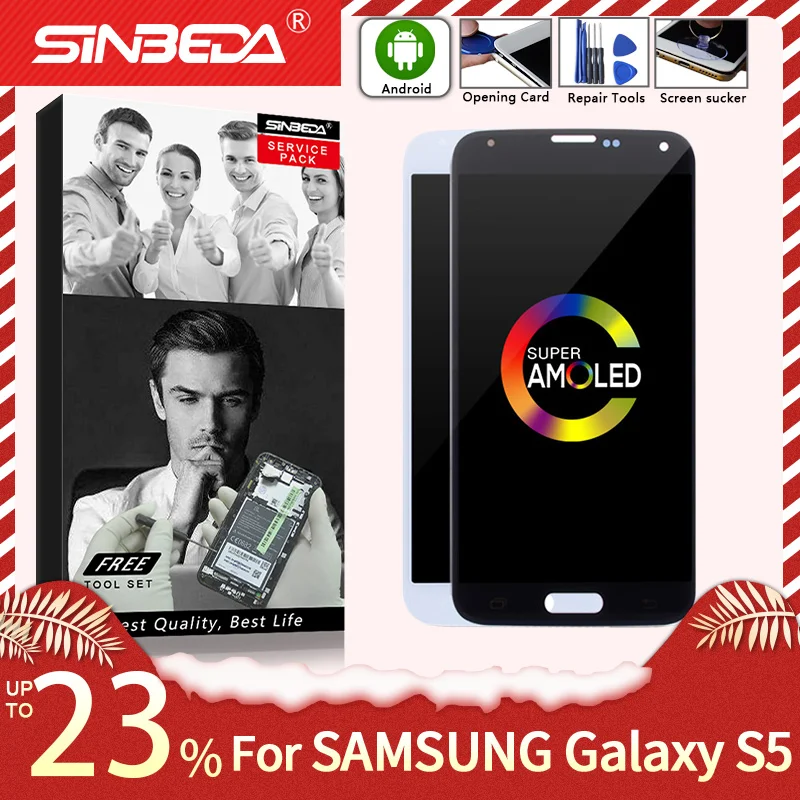 ЖК дисплей AMOLED 5 1 дюйма для SAMSUNG Galaxy S5 G900F сенсорный экран с дигитайзером G900M G900