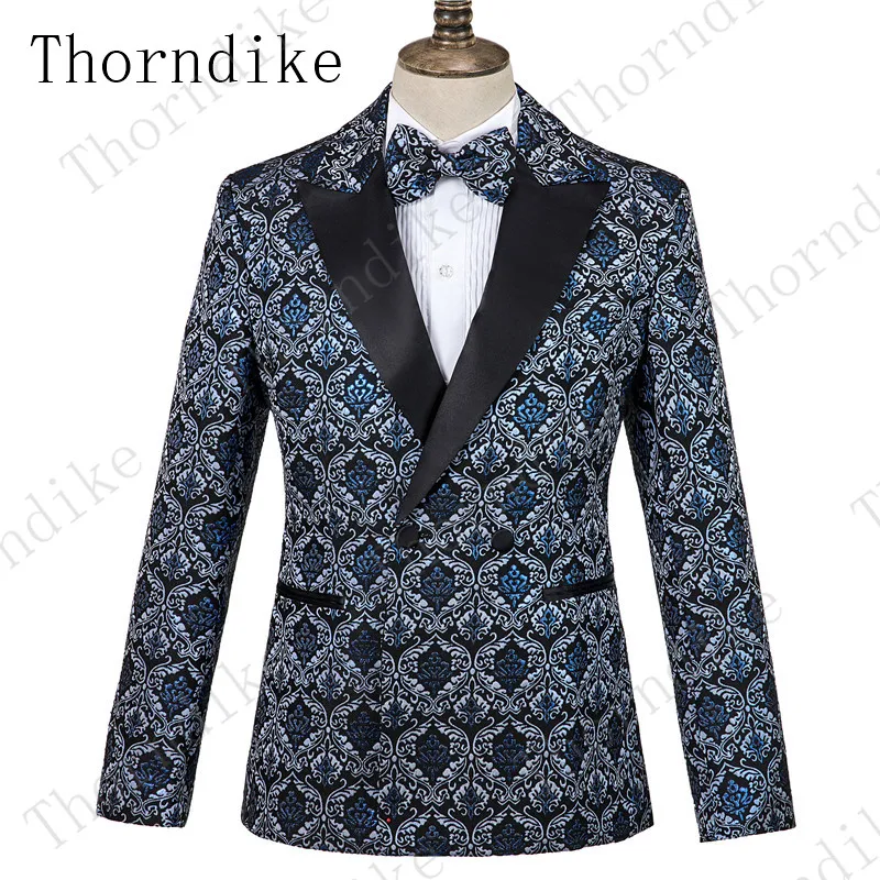 Thorndike дизайн мужские костюмы облегающий повседневный костюм жаккардовое с принтом смокинги для жениха для формального свадебного костюма(Блейзер+ брюки