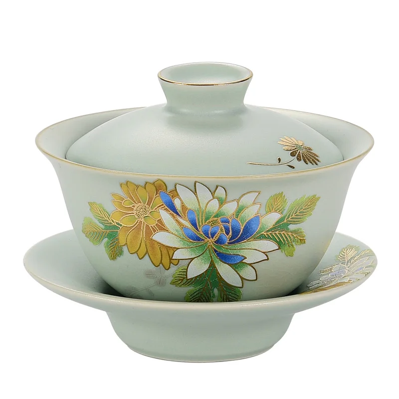 HESHI керамическая чаша с крышкой Gaiwan фарфор RuKlin Китайский Kongfu teacup керамический