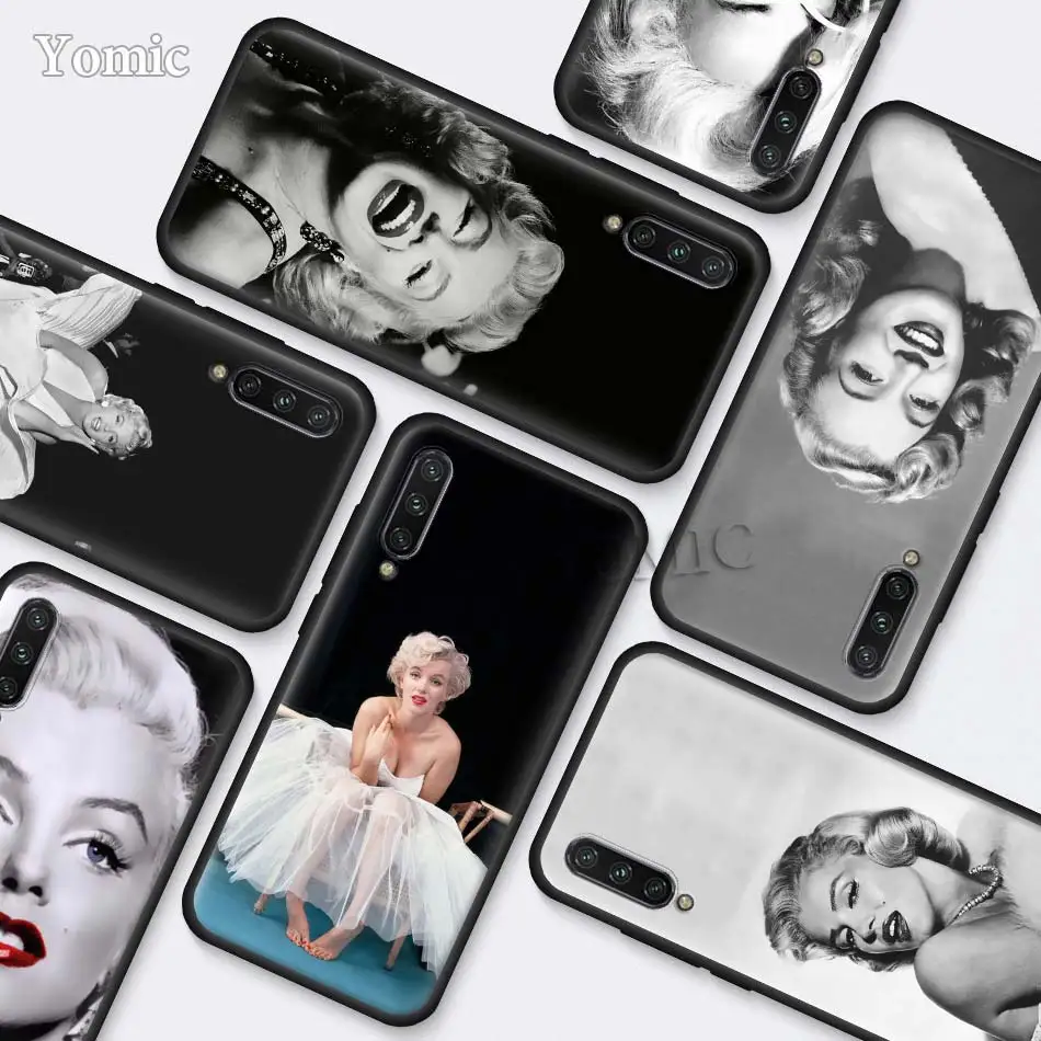

Marilyn Monroe Black Silicone Cases for Xiaomi Mi A3 Lite CC9E 9T 5X 6X 8 A2 Lite A1 Redmi K20 Note 7 Phone Cover