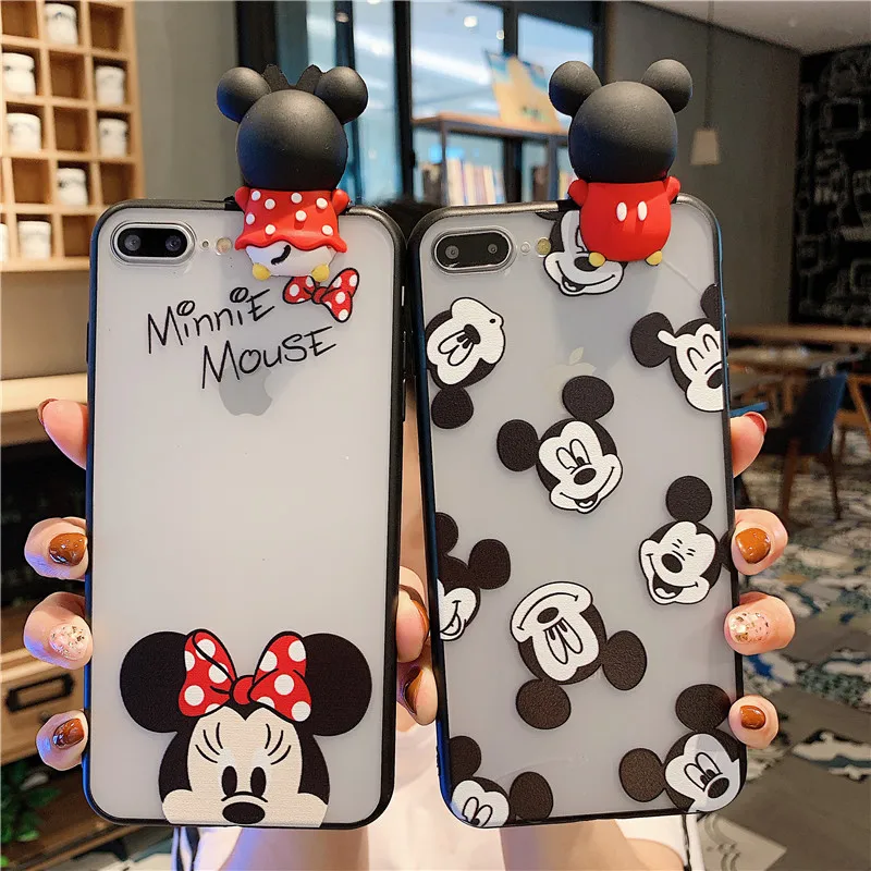 

3D Doll matte transparent Minnie cartoon hard soft phone case for iphone X XR XS MAX 6S 7 8 plus cover coque fundas