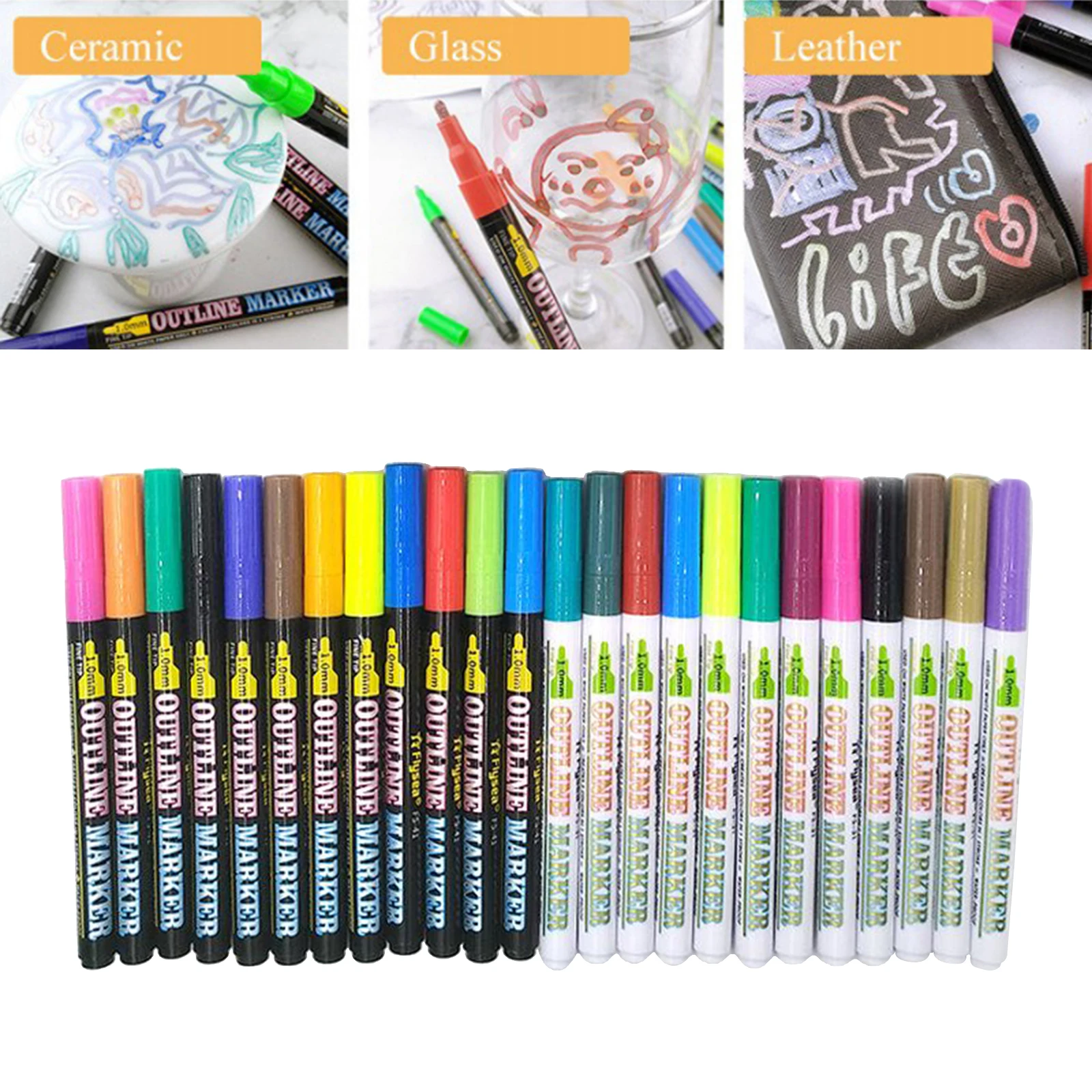 24 Colors Double Line Outline Pen Set Highlighter Marker Doodle Dazzles Pens