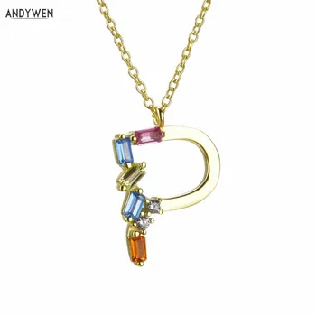 

Kikichicc 925 Sterling Silver Gold Small P Letter Pendant Necklace Long Chain Colar Women Crystal Jewelry For 2020 European Gift