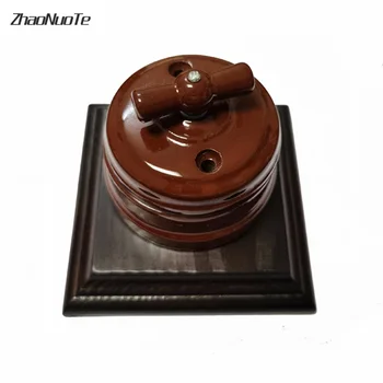 

High Quality European Retro Ceramic Rotary Switch Wall Lamp Switch Led Light Knob Switch