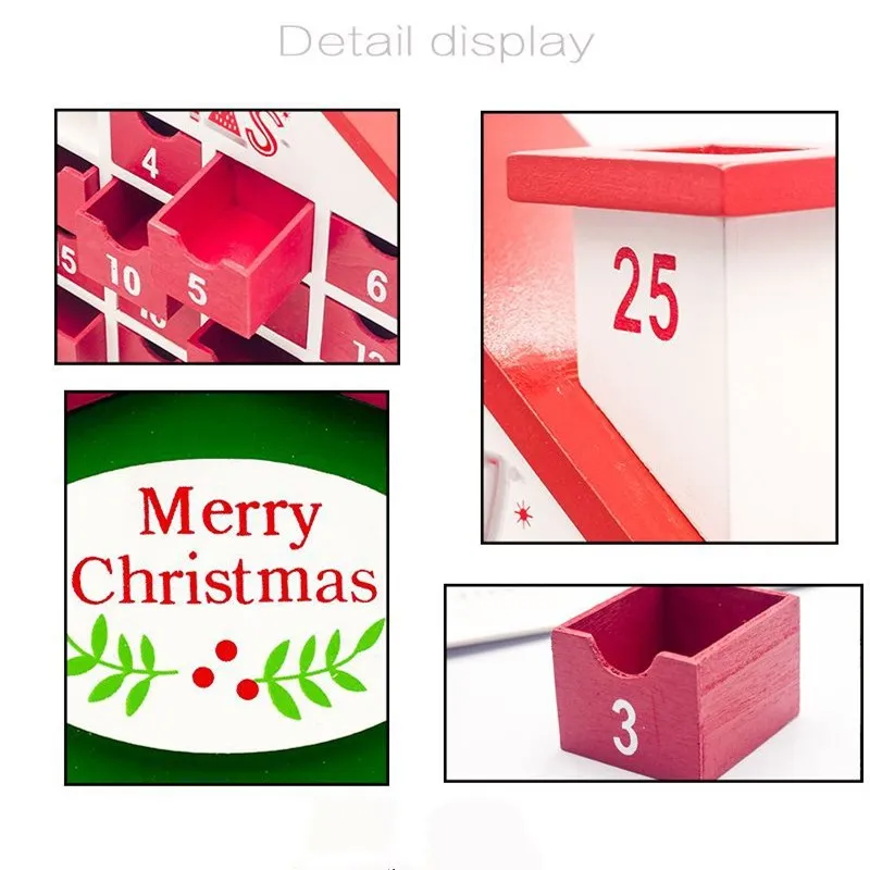 YUYU DIY красный дом в форме дня рождения деревянный Advent календарь с шкафчиками Упаковка конфет подарочные коробки новогодние украшения