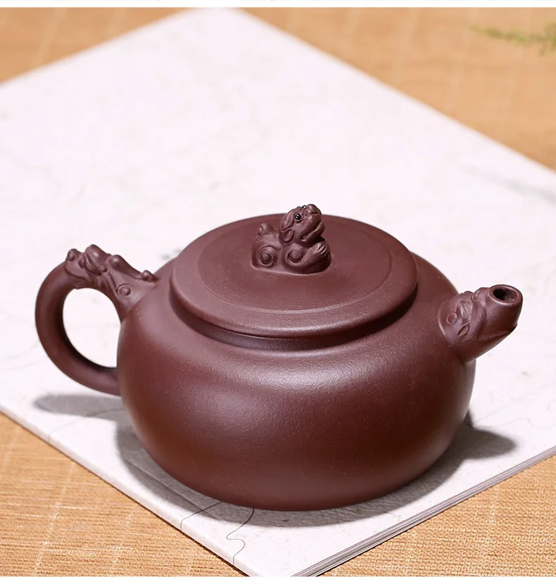 Yixing Clay Teapot Raw Ore Old Purple Clay All Rivers Run into Sea Coloured Drawing Entirely Handmade Teapot Gift Customization