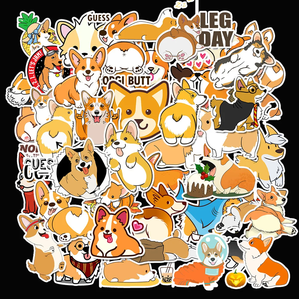 50 шт. милое Очаровательное животное наклейка corgi Чемодан мотоцикла тележка Тетрадь ненарушения Водонепроницаемый Стикеры TZ155G