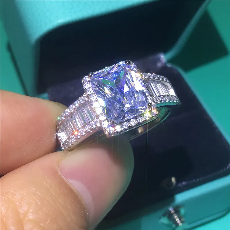 Vecalon культовое кольцо Allure серебро 925 пробы багет AAAAA циркон Cz обручальное кольца