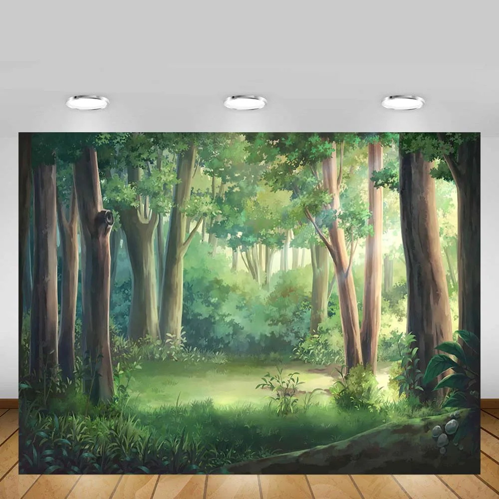 

Mehofond Newborn Woodland Backdrop Green Forest Tree Baby Shower Portrait Photography Background Photocall Photo Studio Props