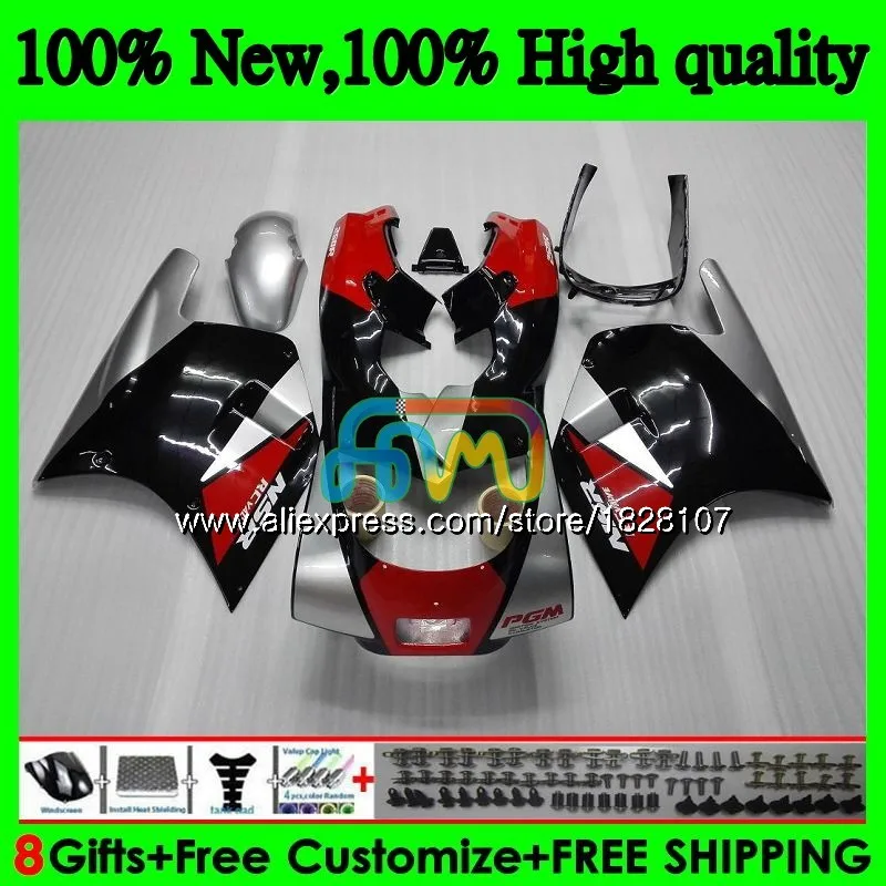 Красный серебристый blk RVF400R NC30 для HONDA VFR400 R V4 VFR400R 91 92 93 94 88BS. 2 ЛРВ 400 R NC35 400R 1991 1992 1993 1994 обтекатель