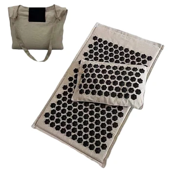 

Lotus Spike Acupressure Mat Massage Mat and Pillow Set Yoga Acupuncture Cushion Relieve Back Neck Muscle Pain Body Massage Mat(B