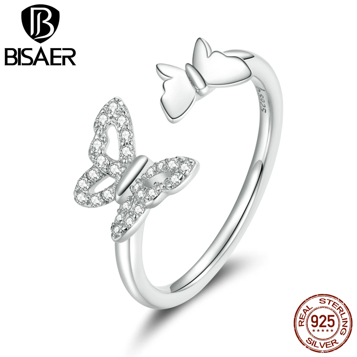 Gran venta BISAER-Anillo de boda con mariposas voladoras para mujer, 100% Plata de Ley 925 de cristal CZ, joyería EFR141 NRwoepaB7lx Gran venta BISAER-Anillo de boda con mariposas voladoras para mujer, 100% Plata de Ley 925 de cristal CZ, joyería EFR141 NRwoepaB7lx