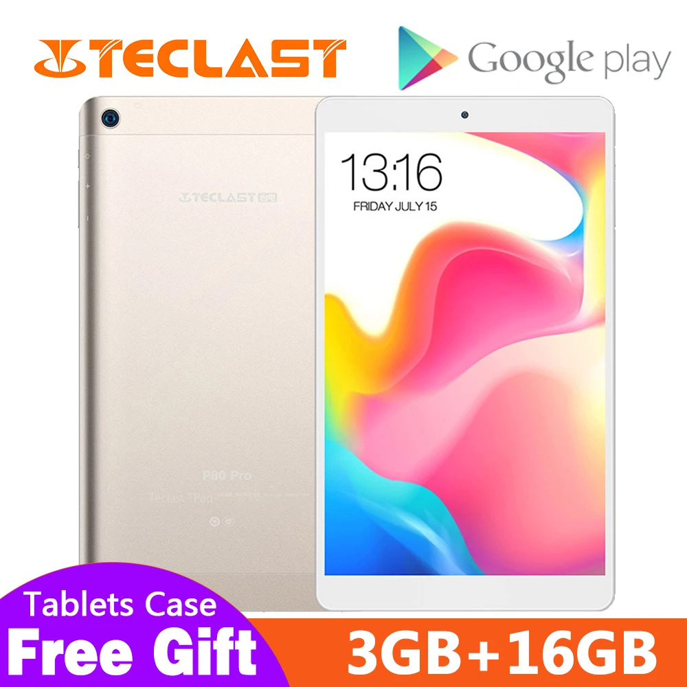 Teclast P80 pro Планшеты Andriod планшетный ПК 8 дюймов 1920*1200, 3 Гб оперативной памяти, Оперативная память 16 Гб Встроенная память gps 1,3 ГГц двухъядерный процессор Wi-Fi, две камеры, MTK8163