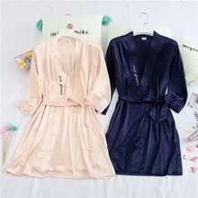 Женский шелковый халат из 2 предметов, одежда для сна, женский халат, комплект, ночные рубашки с банными халатами, весенне-летняя сексуальная ночная рубашка, Халат