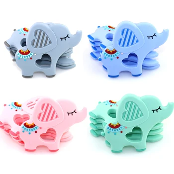 

Elephant Shaped Baby Silicone Baby Teethers Pendants Necklace Jewelry BPA Free Chewable Toys For Animal Teether Teething