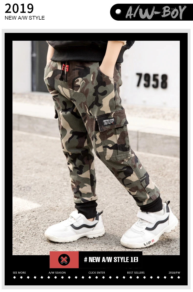 Camuflagem com Bolso 2020 da Queda do Outono 3 para 13 Meninos Calças Crianças Basculador Criança Anos 2 High Quality Mamãe e Bebê