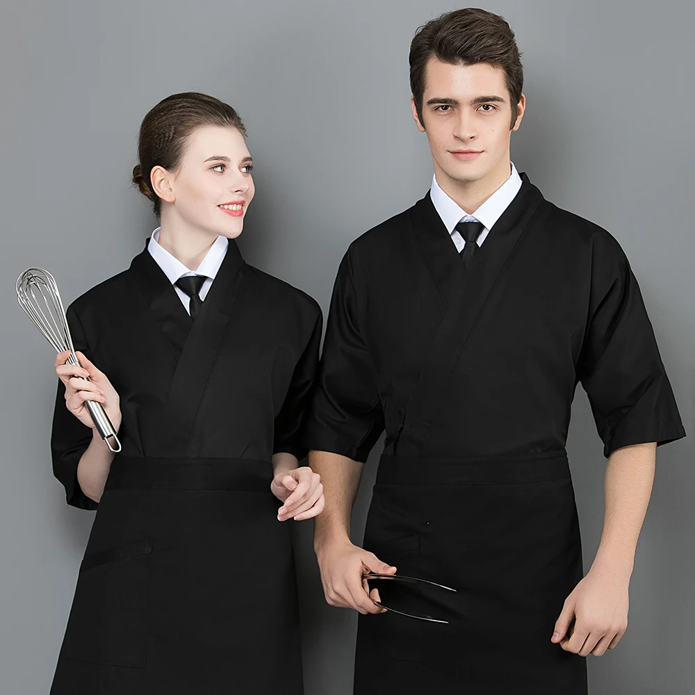 Unisex Food Service cooker shirt short sleeved Restaurant hotel Kitchen chef Uniform Japanese-style Chef Jacket sushi uniform