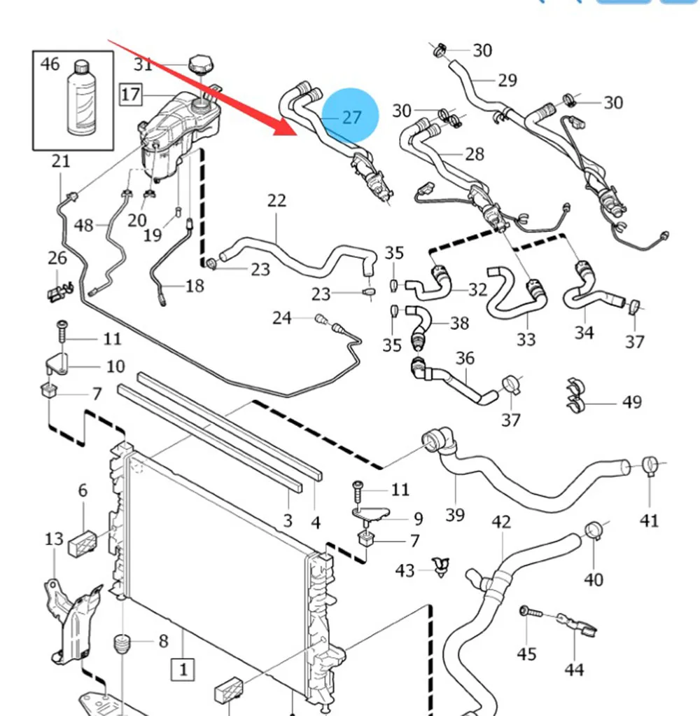 Volvo Xc60 S60 S80 V60 V70 (20082014) Engine Cooling Radiator Hose Pipe Double Tube